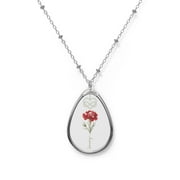 January Infinity Birth Month Flower Oval Necklace Jewelry Gift for Her