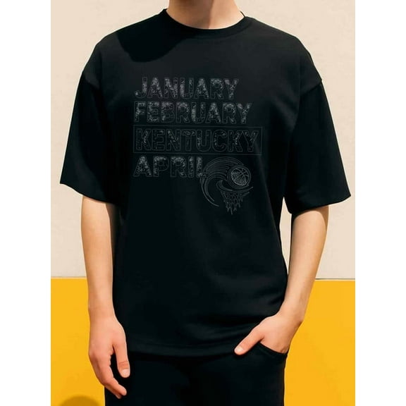 January Kentucky mens Exercise 180G 100% Cotton black basketball gym Casual Unisex Shirt Short Sleeve tshirts Trendy Unisex Shirt Cotton tshirts Basic Unisex Shirt Cotton tshirts