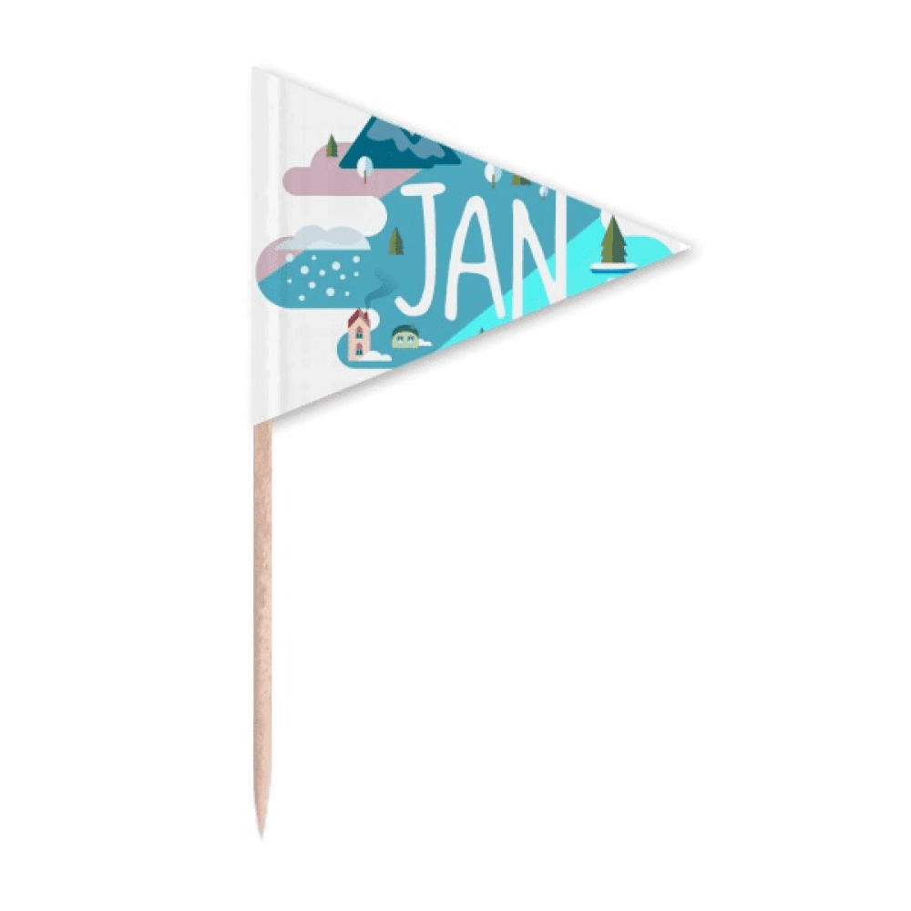 Jan Toppers January Month Season Illustration Toothpick Triangle Cupcake Toppers ...