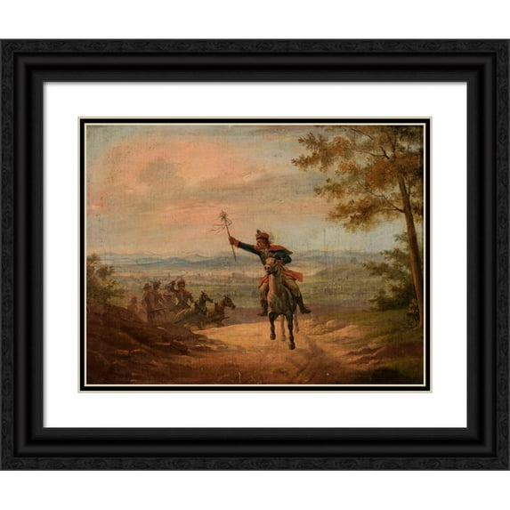January Suchodolski 14x12 Black Ornate Wood Framed Double Matted Museum Art Print Titled: Cracovian Wedding