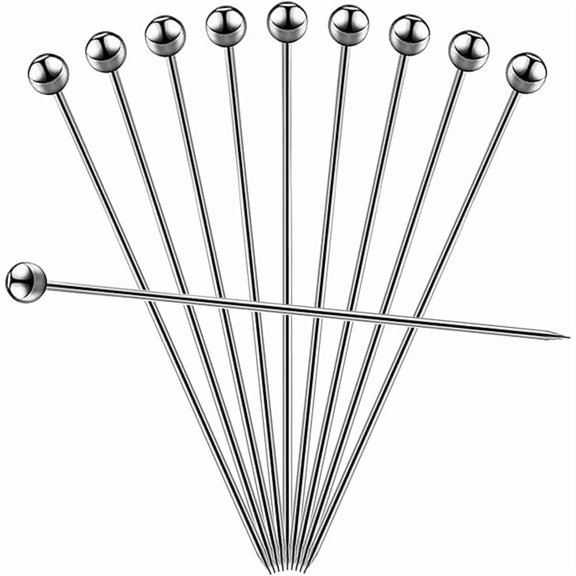 Januofit 10 Pcs Metal Cocktail Picks, 4.17" Stainless Steel Reusable Toothpicks Skewers for Drinks Garnish Martini Olive Appetizers Bar Accessories Gift