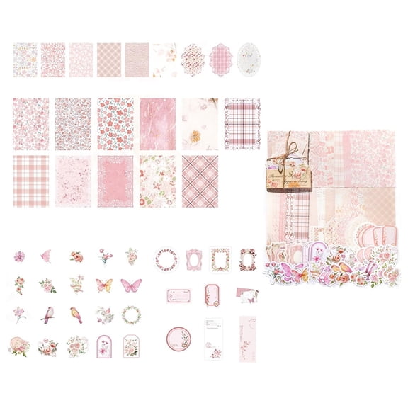 Januofit 100pcs Vintage Floral Scrapbook Paper Journaling Stickers Assorted Set, Material Paper Memo Junk Journal Supplies for Bullet Journaling Retro Crafts Planner Collage Card Album