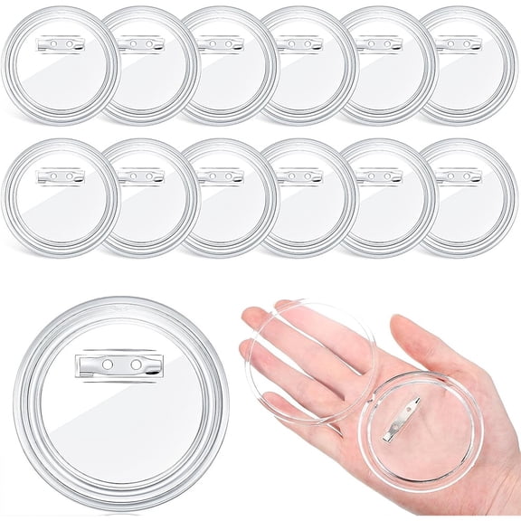Januofit 12 Pcs 3 Inch Clear Button Pins for Crafts DIY Photo Acrylic Blank Pins Bulk for Picture Make Your Own Buttons Badge Maker DIY Crafts Supplies