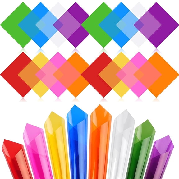 Januofit 120 PCS Cellophane Sheets, Cello Sheets, Cellophane Paper Sheets, Colored Cellophane Wrap, Transparent Plastic Sheets for DIY Crafts Project, Art, Lights, Window Decoration7.5x7.5 Inches)
