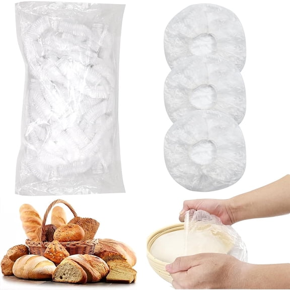 Januofit 100pcs Shower Caps for Sourdough Bread, Reusable Bowl Covers for Proofing, Plastic Bread Covers With Elastic