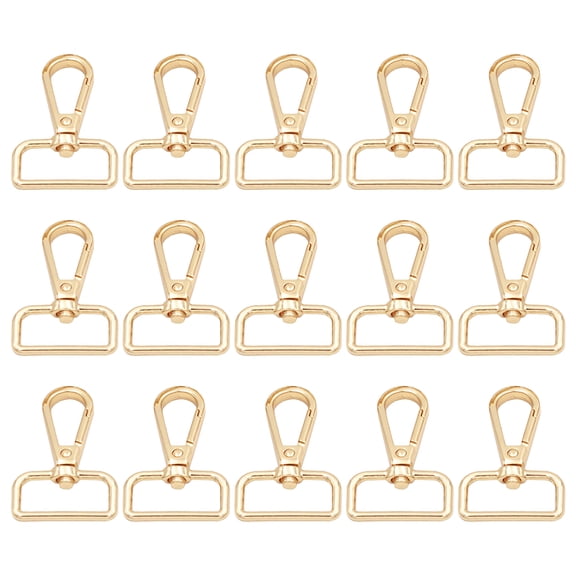 Januofit 15 Pcs D Ring Swivel Lobster Claw Clasp, Push Gate Snap Hooks Trigger Clips(Gold, 1 inch)