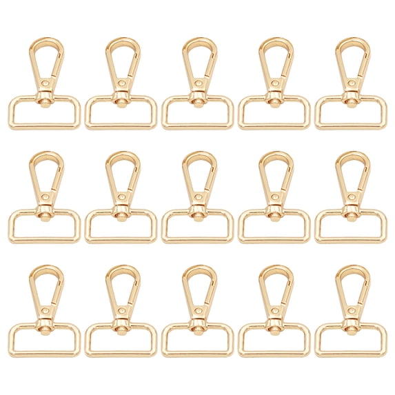 Januofit 15 Pcs D Ring Swivel Lobster Claw Clasp, Push Gate Snap Hooks Trigger Clips(Gold, 1 inch)