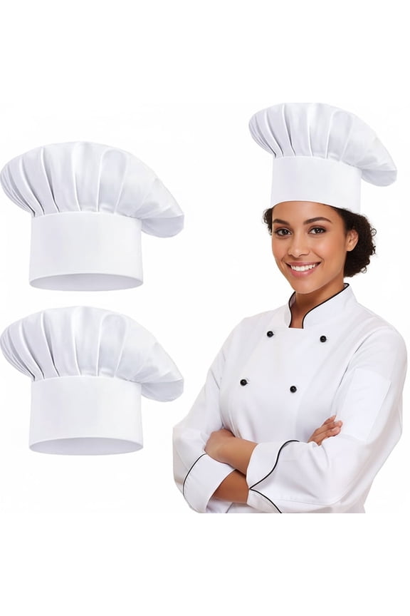 2 Pcs Chef Hats for Men, Chef Hat, Adjustable Elastic Chef Caps for Women, Baker, Kitchen, Halloween, Christmas Cook