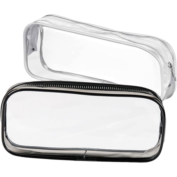 Januofit 2Pcs Clear Toiletry Bags for Traveling - Black and White Set | Convenient Clear Travel Bags for Toiletries, Makeup, and More