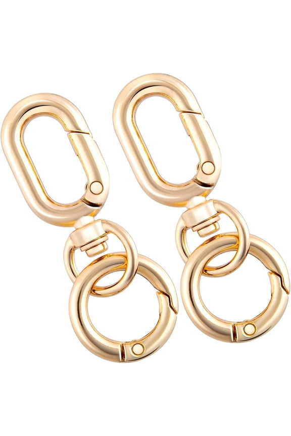 2pcs Double Opening Keychain Clip, Zinc Alloy Spring Snap Hooks for Jewelry Lanyards DIY Crafts Making, Swivel Keychain Clasp for Camping Hiking Travelling- Gold