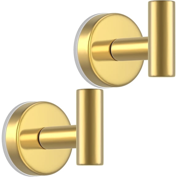 Januofit 2pcs Gold Suction Cup Hooks for Shower, Stainless Steel Shower Hooks for Hanging Towels, Robes, Bath Balls, Towel Hooks for Bathroom Wall, Glass Door, Kitchen, Mirror, Tile