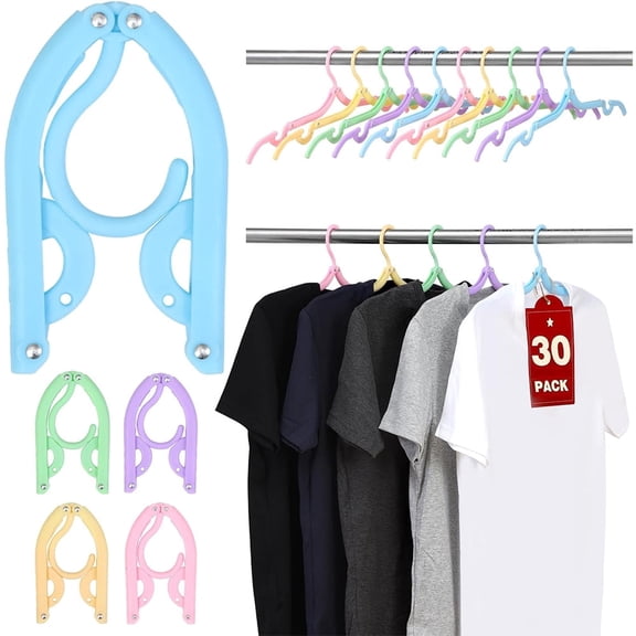 Januofit 30 Pcs Travel Hangers, Cruise Ship Essentials Foldable Plastic Hangers Travel Essentials, Portable Cruises Must Haves 2025, for Suitcase, RV Camping Airplane Europe Vacation Essential