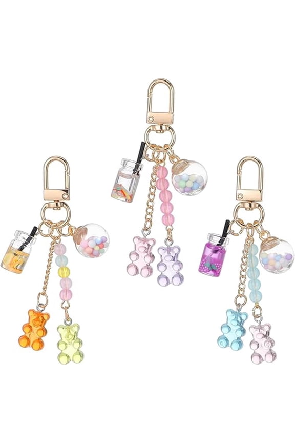 3PCS Keychain Accessories for Women Purse Charms Cute Bear Key Pendant Candy Pendant Suitable for Decorating Wallets, Car Keysbackpack