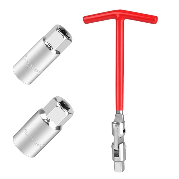 Januofit 3PCS Spark Plug Removal Tool 16 21mm T-Handle Flexible Spanner Socket Wrench Set