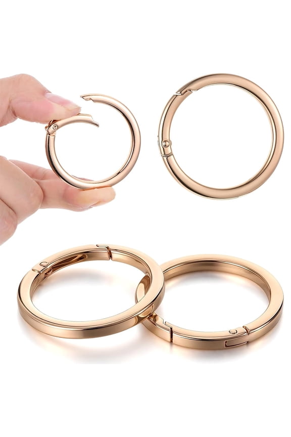 4Pcs Metal O Ring, 2 Inch Keychain Rings, Large Gold Key Rings, Carabiner Keysring Clip, Round Carabiner Clip, Flat Spring O-Ring for Purse Strap, Handbag, Key Chain Hooks Accessories
