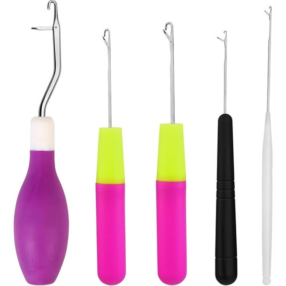 Januofit 5PCS Latch Hook, Different Sizes Small Crochet Hooks Needle for Braid Hair, Scarf Carpet Making and Other Crafts
