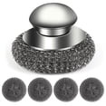thumbnail image 1 of Januofit 5Pcs Steel Wool Scrubber with Replacement Wire Sponge Pads Set, Stainless Steel Scrubber with Handle for Scouring Stubborn Messes from Cast Iron, Pots, Pans, Grill, Stoves, Sink, 1 of 6
