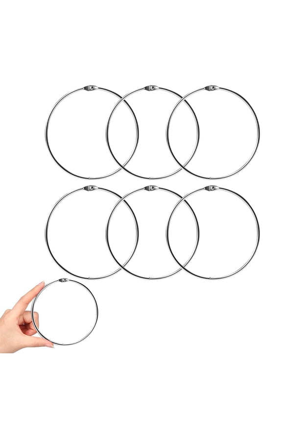 6 Pack 4 Inch Loose Leaf Binder Rings Extra Large Nickel Plated Steel Key Keychain Book Metal Rings for Home Office Index Cards Receipts Memos Files DIY Photos Craft Supplies