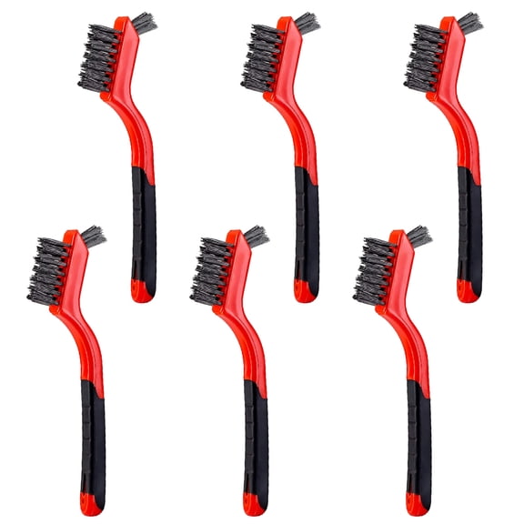 Januofit 6-Pack Nylon Cleaning Brushes - Non-Scratch Nylon Bristles for Delicate Surfaces & Daily Cleaning | Ergonomic Grip with Mini Head & Hanging Hole