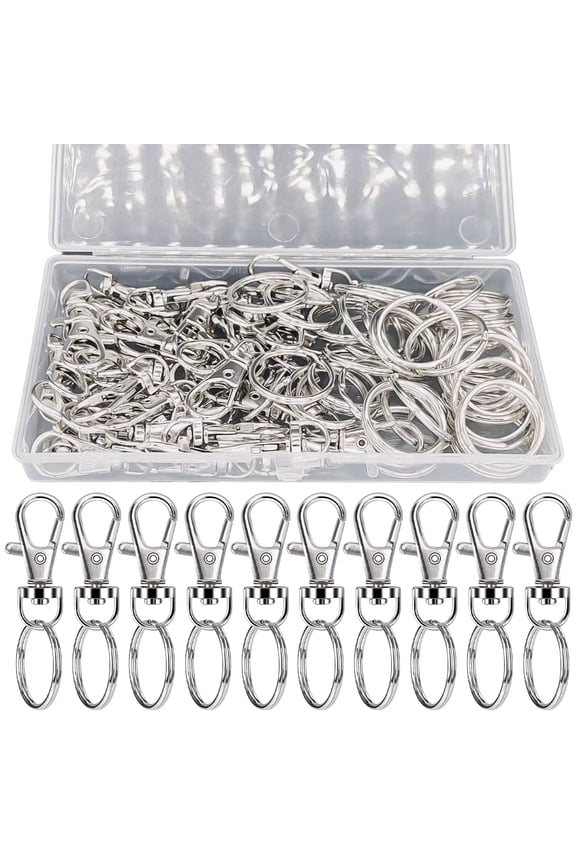 60 Pcs Premium Swivel Lanyard Snap Hook with Key Rings, Metal Lobster Clasp Keychain Hooks for Lanyard Crafting