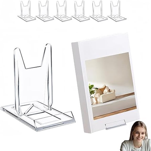Januofit 6pcs Adjustable Acrylic Book Display Stand Photo Frames Holder for Plate Magazine Cookbook Recipe Book Card Albums CD Music