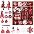 thumbnail image 1 of Januofit  70pcs Christmas Tree Balls Ornaments, Colorful Shatterproof Plastic Christmas Tree Ornaments, Xmas Decorative Baubles for Christmas Tree Decorations with Hanging Strings, Red & White, 1 of 6