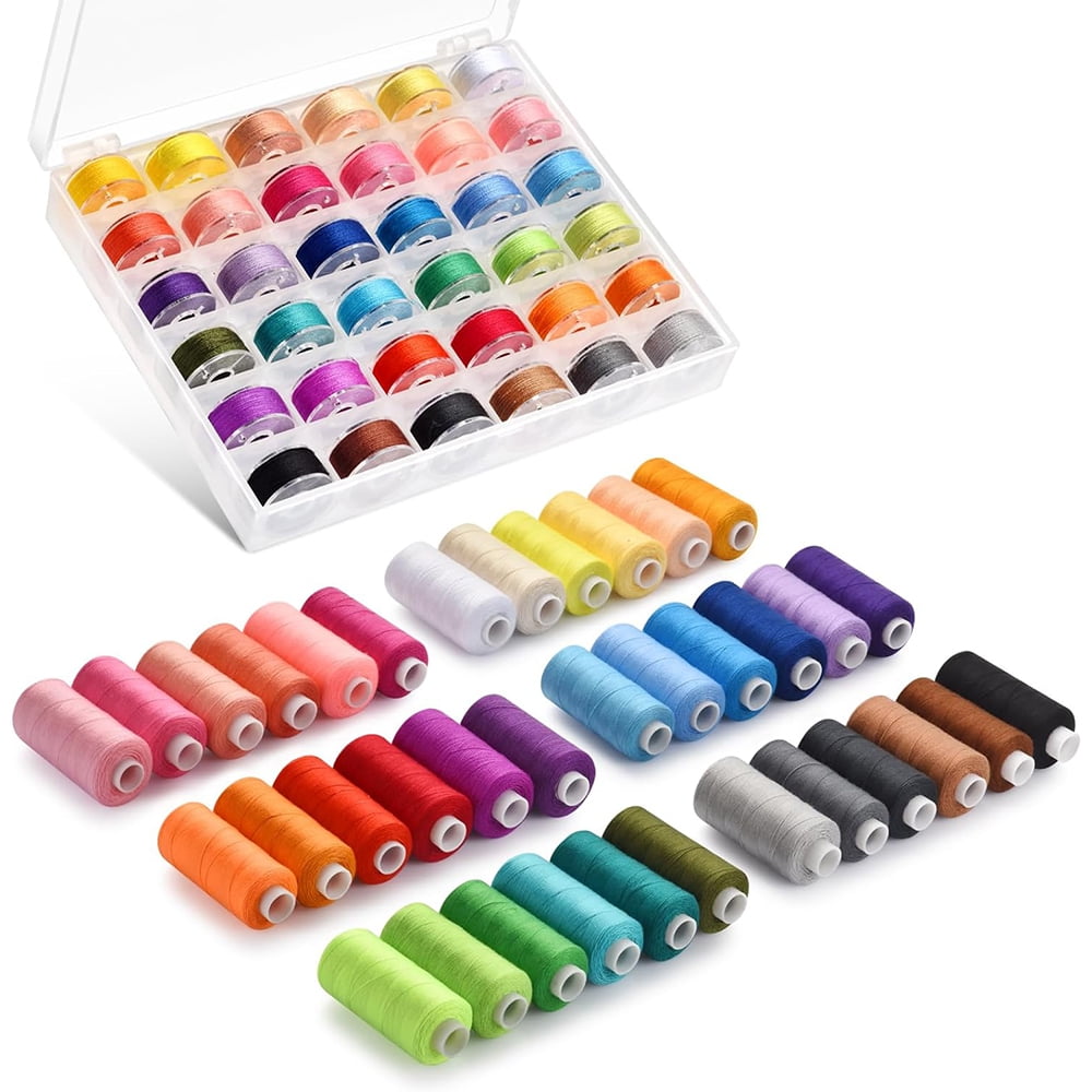 Januofit 72pcs Sewing Thread Kit, 36 Colors, 400 Yards per Spool Polyester Thread, Prewound Bobbins, Sewing Machine Threads
