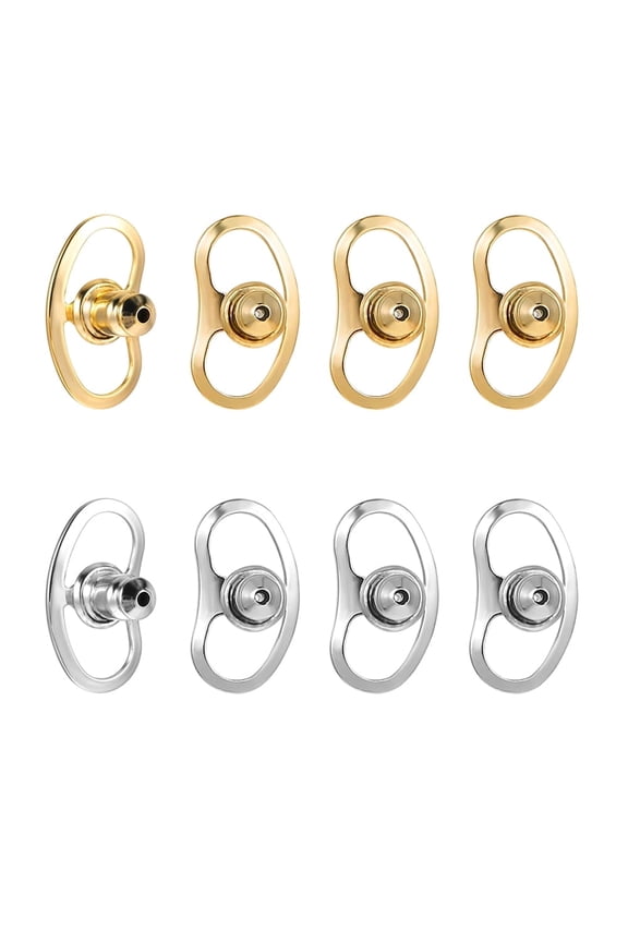 8 Pcs Earring Lifters Backs for Droopy Ears, Locking Earring Backs Replacements for Studs, Large Earring Backings, Tight Earring Lifter Backers for Heavy Earrings