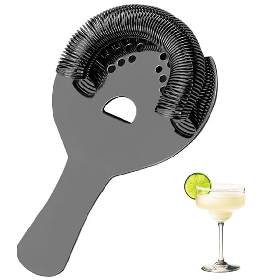 Januofit Black Cocktail Strainer for Drinks 2 Prong Hawthorne Strainer with Removable Spring Stainless Steel Bartending Strainer