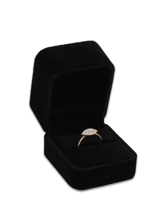 Black Velvet Ring Box Luxury Soft Velvet Jewelry Gift Box for Engagement, Wedding, Proposal & Storage (2.5 Square)