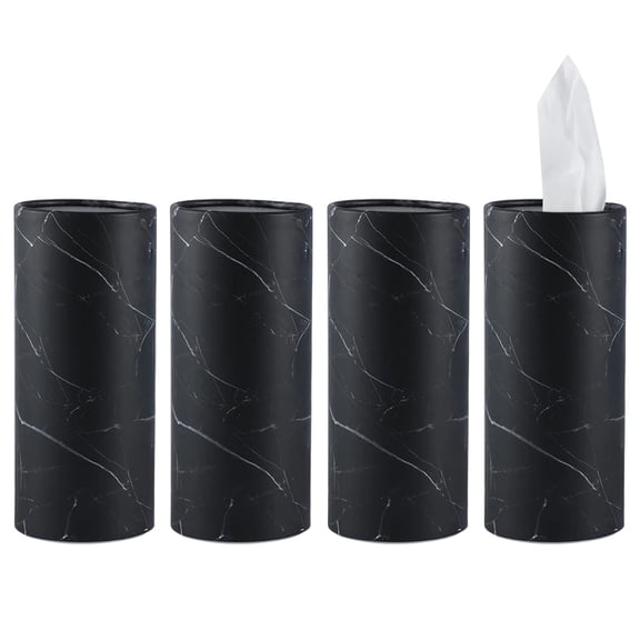 Januofit Car Tissue Holder, 4 Pack Car Cup Holder Facial Tissues with Travel Tissue Bag, Quick and Convenient Flower Combination Car Tissue Box(4 Canisters/200 Tissues) Black