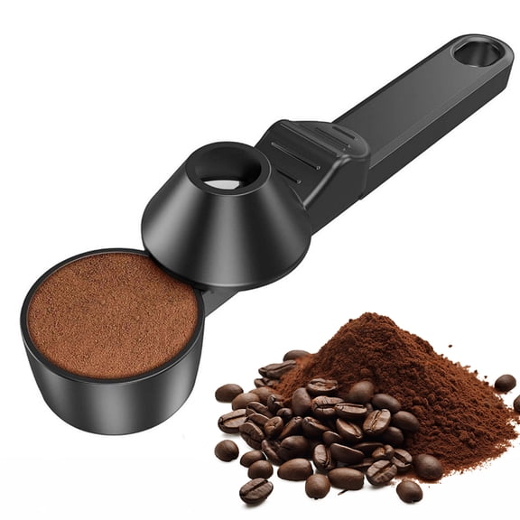 Januofit Coffee Scoop & Funnel for Reusable K Cup Refillable Coffee Pods,Mess-Free Measuring Spoon 2 TBSP Capacity for Ground Coffee, Protein Powder & Tea, Funnel Design without Spilling(1, Black)