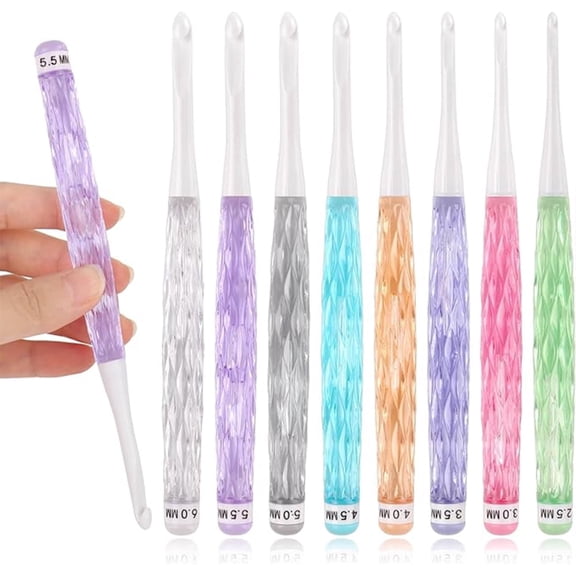 Januofit Crochet Hooks, Inline Crochet Hook Set 2.5mm(C)-6mm(J), See-Through Plastic Handle, Ergonomic & Pretty, Ideal for Crocheting Blankets, Dolls, Shawls, Hats, Scarves