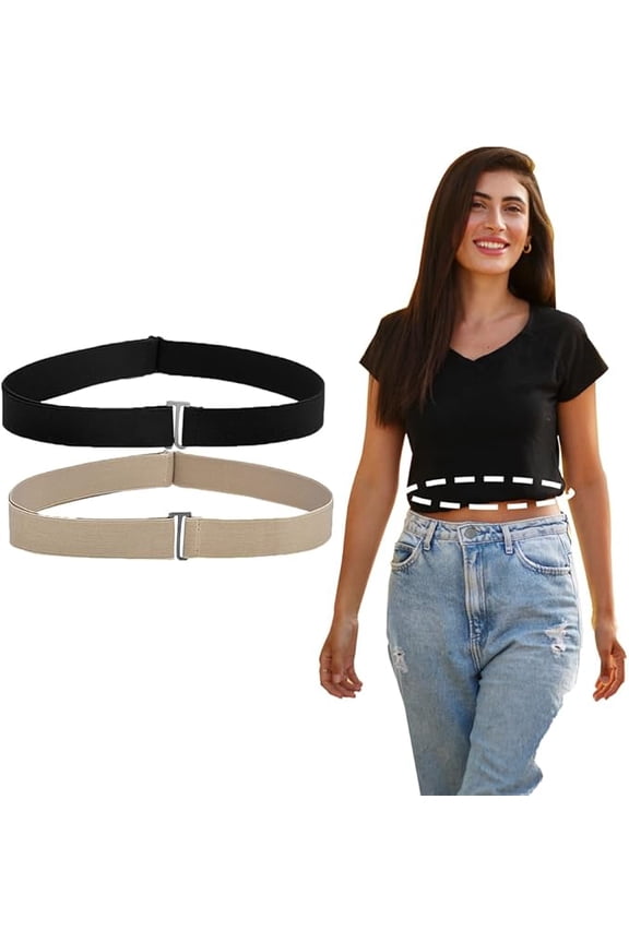 Crop Band for T-Shirts,Tuck Band, Sweater Tuck Band belts (Black+Khaki)