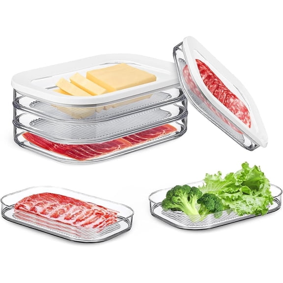 Januofit Deli Meat Container for Fridge, Stackable Bacon Cheese Container for Refrigerator, Food Storage Boxes with Lid for Cold Cuts, Lunch Meat, Salami, Meal Prep Containers, BPA Free, 1pcs