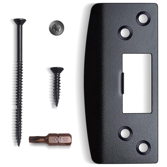 Januofit Extra Large Door Strike Plate, Heavy Duty Version, Oversized Striker Plate, Reinforced Latch Guide Plate with Large Hole, Fix Door Won't Latch in, Cover Worn Jamb Slot (Matte Black, 1 Pack)
