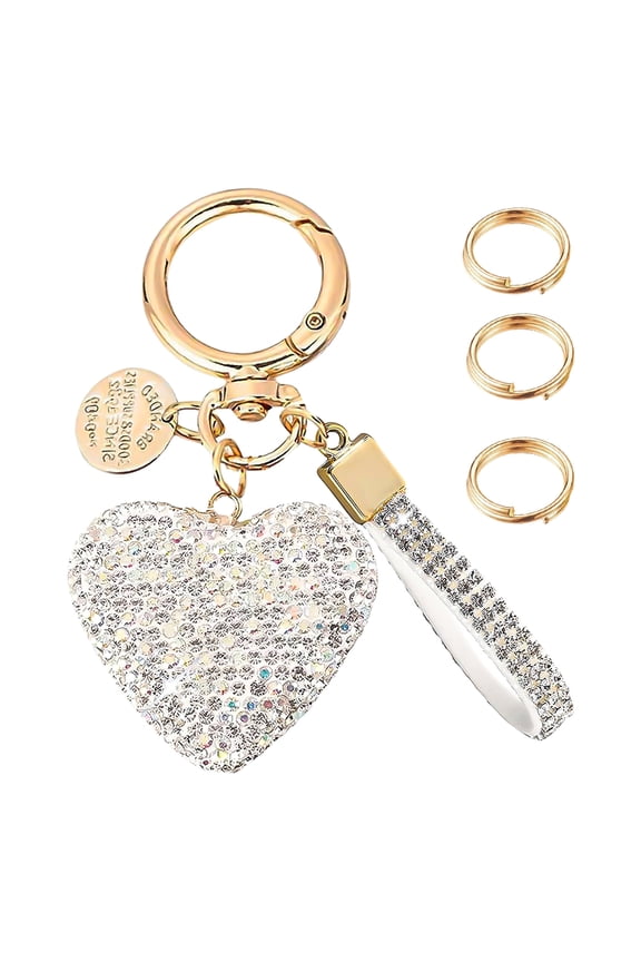 Keychain for Women Girls Bling Heart/Star/Strawberry Key Chain Accessories for Key/Backpack Bag Charm
