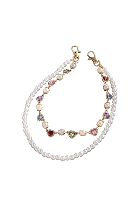 Layered Pants Wallet Chain for Men Women Fashion Rhinestone Love Heart Pearl Pocket Jeans Pant Chain Jewelry