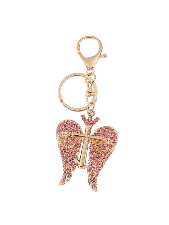 Luxury Religious Keychain, Gold Dollar Sign, Rhinestone Cross, Angel Wings Cross Keychains for Car, Bag, Key Accessories