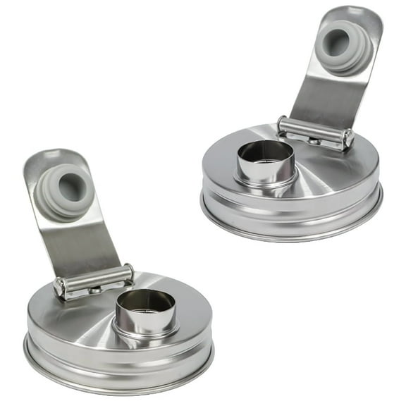 Januofit Mason Jar Pour Spout Lid Stainless Steel,Pour Spout Flip Cap Lids for Mason Jars,No Rust Leaking Proof for Home Brewing Fruit Fermenting Drinks Airtight(2PCS) (Regular Mouth)