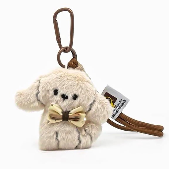 Januofit Plush Keychain Charm, Soft Mini Backpack Accessory with Decorative Bow Pendant for Women Girls Gift