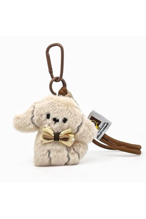 Plush Keychain Charm, Soft Mini Backpack Accessory with Decorative Bow Pendant for Women Girls Gift