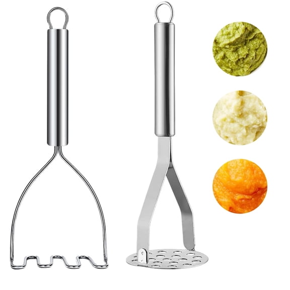 Januofit Potato Masher Stainless Steel 2pcs, Mashed Potato Masher Kitchen Tool, Durable Mash Potatoes Masher Kitchen Utensils, Kitchen Gadgets Easy to Clean