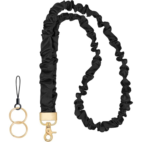 Januofit Scrunchie Teacher Lanyards for ID Badges Keys, Long Neck Key Lanyard Straps for Women Card Holder Keychain Wallet