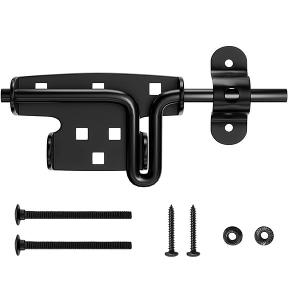 Januofit Slide Bolt Gate Latch,Wooden Fence Door Lock with Padlock Hole,Heavy Duty Hardware for Wooden Fence,shed Door,Yard Door,Barn Door,Outdoor Latch,Black (1, Black)