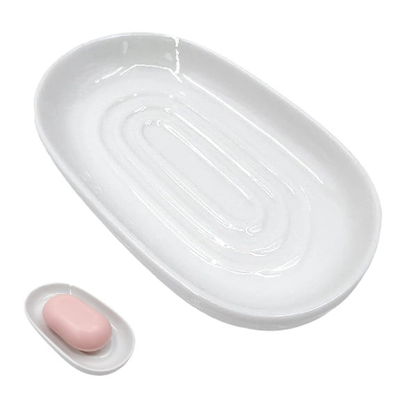 Januofit Soap Dish, Ceramic Soap Dish with Marble PatternShower, Soap Saver Tray for Bathroom, Kitchen Sink & Vanity, Multi-Use Holder for Jewelry, Rings, Keys (1 Pack, White)