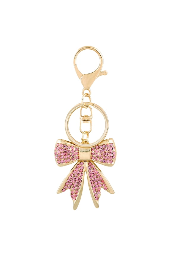 Sparkly Gold Plated Color Rhinestone Bow Keychains for Women,Charms for Key Purse Handbags Backpacks