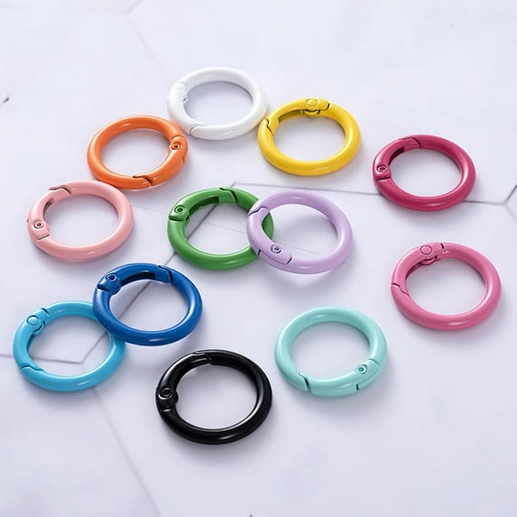 Januofit Spring O Rings,Round Keychain Carabiner Clips, Alloy Trigger Buckle DIY Accessories for Purse Keychains Keyrings Bag Lanyard Handbag