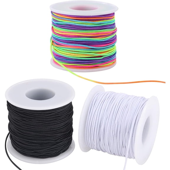 Januofit Stretchy String for Bracelets, 3 Rolls 1 mm 495 Feet Sturdy Elastic String Cord for Jewelry Making, Necklaces, Beading and Crafts (1.0mm (Black&Wihte&Rainbow))