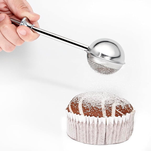 Januofit Sugar Shaker, Powdered Sugar Shaker Duster with 18/8 Stainless Steel Fine Mesh Dispenser Sugars and Spring Operated Handle for Sugar and Spices